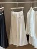 Saia de Tencel Cor de Damasco para Mulheres, Novo Estilo Verão 2025, Muito Bonita, Fina, Cintura de Amarrar, Cintura Alta, Saia Longa Evasê Emagrecedora