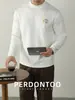 ¡Ligero y Elegante Maduro! Camiseta Modal tipo Nube 260g Bordada en Relieve para Hombre Casual Otoño e Invierno Cuello Medio Camiseta Interior