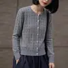 Chaqueta cárdigan de lana de punto fino holgada con cuello redondo ondulado y botones para mujer, otoño e invierno, diseño nuevo, capa base 2026