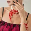 Collar Creativo Transfronterizo Europeo y Americano de Halloween con Borlas Goteando Sangre Estilo Gótico Collar para Clavícula con Perlas de Imitación Manchadas de Sangre