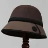 Sombrero de Pescador Estilo Retro Hepburn para Mujer, Estilo Otoño e Invierno para Edad Media y Joven, Sombrero Cubeta Cálido de Lana