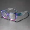 Gafas Ópticas de Moda con Patrón de Empalme Artístico, Modernas, Versátiles, de Gama Alta, Ojo de Gato, Anti Luz Azul, Sin Graduación 28001