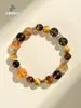 Pulsera de Cristal Jinba Pulsera de Cuentas de Cristal Amarillo Natural Torre Pulsera de Piedra Ojo de Tigre Lúcido de Alto Sentido para Mujer Venta al por Mayor