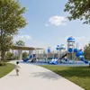 Tobogán Combinado Grande para Exteriores Infantil Tobogán de Acero Inoxidable Parque Comunitario Jardín de Infancia Tema Espacial Equipo de Diversión