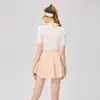 Conjunto de Ropa Deportiva Casual para Mujer, Primavera/Verano, Ajuste Delgado, Cuello Polo, Manga Corta, Rayas, Golf, Tenis