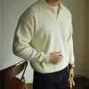 Suéter masculino de gola alta para outono/inverno com design de gola de gaivota, malha de marca moderna para homens, estilo casual e maduro, suéter de lã vintage