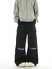 Pantalones negros de estilo machete a rayas con costuras Sense Break de American Niche Design, pantalones casuales holgados y combinables para hombre y mujer.