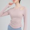 Conjunto de Yoga com Bojo Feminino Pilates Top Esportivo Justo Modelador Elegante Treino Ciclismo Manga Longa Roupa Fitness para Verão