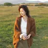 Cárdigan de punto talla grande para mujer, estilo otoño e invierno, disimula la grasa corporal, te hace lucir más delgada, corte holgado, adecuado para usar en capas, abrigo de cuello redondo de principios de otoño, suéter casual