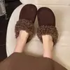 2026 Nuevos Zapatos Birkenstock de Lana Rizada Otoño Invierno Ropa de Exterior para Mujer Felpa Cálida Antideslizantes Suela Plana Punta Cerrada Zapatillas de Media Caña Zapatos de Algodón