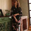 Pijama de Seda Artificial con Grullas Primavera Verano Mujer Verano Largo Rojo Bata de Dama de Honor Bata de Novia para la Mañana Camisón Sexy para Casa Venta al por Mayor