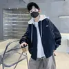 Jaqueta Casual Nova de Primavera para Meninos Mais Velhos, Roupas Infantis de Primavera e Outono, Jaqueta com Capuz Patchwork para Meninos Crianças e Jovens