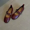 Zapatos Mary Jane con remaches estilo francés para mujer, piel genuina, bailarinas de una sola tira, nuevos zapatos de primavera 2026 de corte bajo