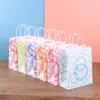 Estoque Pronto Sacolas de Papel Coloridas para Presente Publicitário Sacolas de Papel Kraft com Bolinhas Doces Sacolas de Compras Versáteis com Padrão Diagonal Atacado