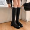 Botas de Montar de Caña Alta con Hebilla de Piel de Vaca para Mujer 2026 Nuevo Estilo Otoño e Invierno Circunferencia de Pantorrilla Grande Punta Redonda Suela Plana Botas Hasta la Rodilla Talla 42