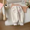 Pantalones para niña con forro polar otoño e invierno para niños engrosados de una pieza con forro polar pantalones exteriores para bebé niña invierno casual pantalones de chándal