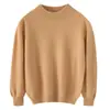 Suéter de cachemira para niños de doce puntos con cuello semialto plano, unisex, engrosado para otoño e invierno, top interior de color liso