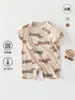 Ropa de Bebé de Algodón de Bambú Clase A de Verano, Mamelucos de Manga Corta para Recién Nacidos, Ropa de una Pieza Estilo Coreano para Bebés Niños y Niñas para Salir