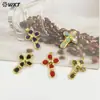 Wt-P2045 Más Vendido Clásico Cruz Turquesa Rojo Jade Amatista Piedra Chapado en Oro de 18 Quilates Accesorios de Collar Colgante