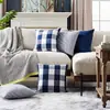 Direto da fábrica clássico moderno azul marinho e branco estampado xadrez listrado capa de almofada para sofá quarto poltrona reclinável