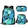 Mochila Estampado Creativo para Estudiante Set de Tres Piezas Serie Mariposa 3D Mochila Combinada de Gran Capacidad para Computadora para Hombre y Mujer