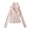 Exportação por Atacado Roupas Femininas Outono e Inverno 2025 Estilo Europeu e Americano Moletom Jaqueta com Capuz Manga Longa Slim Zíper High-End Ins