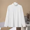 Otoño e invierno doble cara polar cepillado cuello medio alto color liso manga larga hombre cálido casual capa interior base gruesa camisa