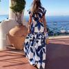 2026 Nuevo Vestido de Verano para Mujer Ropa Transfronteriza Europea y Americana Vestido con Manga Abullonada Moda Sexy Vestido Estampado