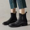 Botines de Tobillo de Cuero Grueso de Tacón Bajo con Punta Redonda Estilo Británico Chelsea con Textura de Piel de Oveja Suave para Mujer Invierno 2024