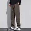 Calça Cargo Reta Estilo Americano High Street Masculina Tendência Outono Inverno Solta Wide Leg Nova Calça Casual de Tencel