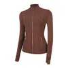 Jaqueta LU com gola alta e zíper dourado, casaco esportivo de manga longa, top de alta elasticidade slim-fit para corrida, fitness e yoga para mulheres