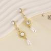 Pendientes largos con borlas y forma de corazón de plata S925 con forma de aguja y perlas barrocas, elegantes y coloridos con circonitas.