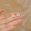 Brincos de Prata Esterlina S999 Imitação Olho de Gato Estrela e Lua para Mulheres Microincrustados Estilo Coreano Estilo Ins Brincos de Zircônia