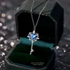 Collar Original con Llave para Mujer Plata de Ley S925 Estilo Hada Lujo Accesible Circonita de Corazón Cadena para Clavícula Joyería Versátil de Gama Alta