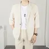 Traje Casual de Siete Mangas Estilo Ligeramente Maduro Tendencia para Hombres Primavera y Verano Delgado Estilo Coreano Juvenil Holgado de Manga Media Traje para Hombre