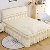 Conjunto de colcha e saia de cama modelo novo 2026, capa de cabeceira integrada, conjunto completo de lençóis de cama acolchoados antiderrapantes com capa de cama com saia