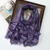 Primavera y Verano Nuevo Bufanda Larga de Color Sólido Rayón Seda Dorada Seda Plateada Bufanda de Seda Brillante Chal Turbante Largo Monocromático para Mujer Venta al por Mayor