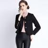 2022 outono e inverno novo feminino curto exterior preto costura renda tweed casaco curto pequeno estilo perfumado