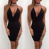 2020 AliExpress Sexy Halter Hip Skirt Boate Volta Oco Apertado Vestido de Fenda Lateral Vestido All-in Feminino