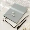 Caderno A5 de alta qualidade com capa de couro com padrão lichia, livro de registro para reuniões de negócios, diário espesso com logotipo personalizado da empresa