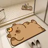 Alfombrilla de baño de capibara es resistente a la suciedad, alfombrilla de suelo suave de tierra de diatomeas, absorbente de agua y antideslizante, adecuada para baño y entrada.
