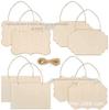 4 toras multi-forma combinação de lascas de madeira com corda de cânhamo criativa DIY decorativo de madeira em branco placa de porta para animais de estimação