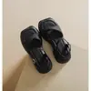Sandalias de Suela Gruesa para Mujer Verano 2025 Verde Oliva Nuevos Zapatos Romanos de Una Tira Sandalias de Playa Talla Pequeña para Niñas Sandalias de Exterior