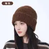 Gorro de Punto Grueso de Lana para Mujer con Circunferencia de Cabeza Grande, Otoño e Invierno Engrosado Cálido Protección para los Oídos Gorro de Punto de Lana y Felpa, Cara Pequeña y a Prueba de Viento