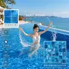 Mosaico de cristal para piscina B&B azul, amarillo, verde azulejos estanque de peces de aguas termales baño fondo baldosas de suelo