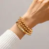 Pulseira de Contas Redondas Empilhável Tenu Xiyin de Venda Quente Transfronteiriça Pulseira Elástica Simples de Pérola Artificial para Mulheres