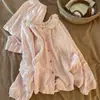Pijama para mujer al por mayor transfronterizo para primavera y otoño, con almohadillas en el pecho, ribete de algodón nube, manga larga y pantalón, conjunto fino para estar en casa