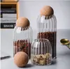 Tapón de Corcho Redondo Frasco de Vidrio Resistente al Calor Frasco Sellador para Té Botella Exhibidora de Granos de Café Fruta Té Florero Frasco de Almacenamiento para el Hogar