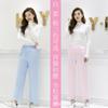 Pantalones de enfermera de hospital pantalones de trabajo blancos temporada de verano cintura elástica fina con cordón Azul Talla grande pantalones de enfermera para mujer