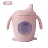 Taza de silicona para niños con pajita, modelo nuevo transfronterizo, vaso de aprendizaje para bebés con asa, vaso de agua para bebés de grado alimenticio, anticaída